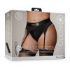 Ouch! Vibrating Strap-On Thong With Adjustable Garters Black Xl/2Xl