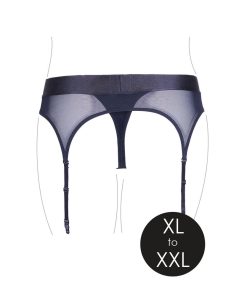 Vibrating Strap-On Thong with Garters – Plus Size, 10-Speed Bullet, XL/2XL