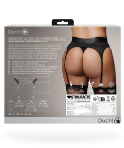 Vibrating Strap-On Thong with Garters – Plus Size, 10-Speed Bullet, XL/2XL