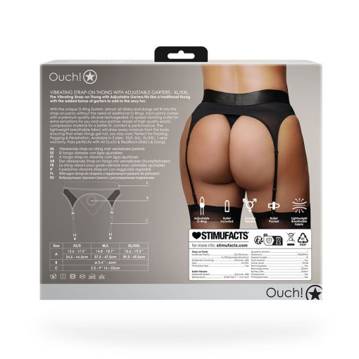 Ouch! Vibrating Strap-On Thong With Adjustable Garters Black Xl/2Xl - Image 11