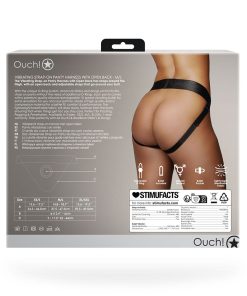 Ouch! Vibrating Strap-On Panty Harness With Open Back Black M/L