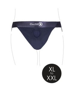 Ouch! Vibrating Strap-On Panty Harness With Open Back Black Xl/2Xl