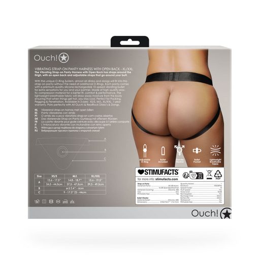 Ouch! Vibrating Strap-On Panty Harness With Open Back Black Xl/2Xl - Image 11