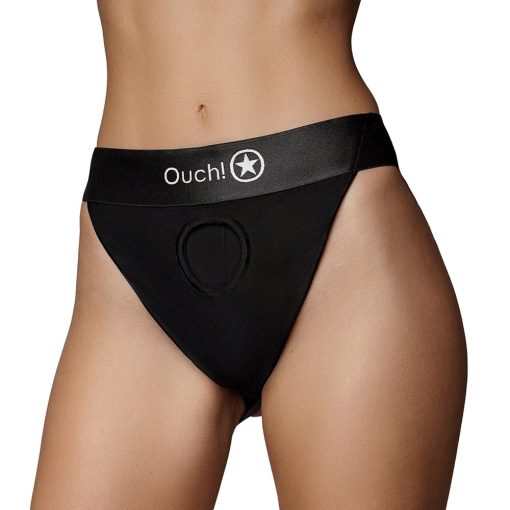 Ouch! Vibrating Strap-On Panty Harness With Open Back Black Xs/S - Image 2