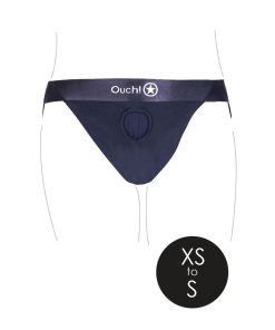 Ouch! Vibrating Strap-On Panty Harness With Open Back Black Xs/S