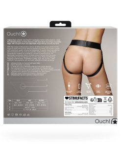 Ouch! Vibrating Strap-On Panty Harness With Open Back Black Xs/S