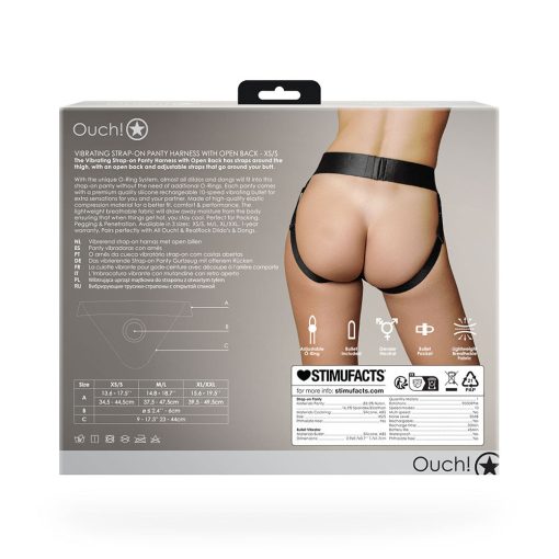 Ouch! Vibrating Strap-On Panty Harness With Open Back Black Xs/S - Image 11