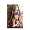 Fantasy Lingerie Vibes Spaced Out Asymmetrical Bralette & Multi-Strap Panty Indigo L/Xl
