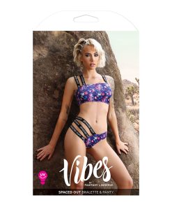Fantasy Lingerie Vibes Spaced Out Asymmetrical Bralette & Multi-Strap Panty Indigo L/Xl