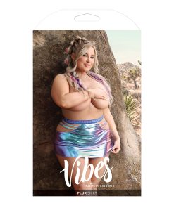 Fantasy Lingerie Vibes Plur Holographic Cut Out Skirt Separate Aqua Holo Queen Size