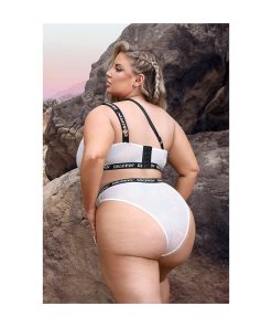 Fantasy Lingerie Vibes Drippin' Iridescent Strappy One-Shoulder Top & Panty Pearl White Queen