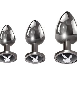 Playboy Pleasure 3 Ways 3-Piece Metal Anal Plug Set Hematite