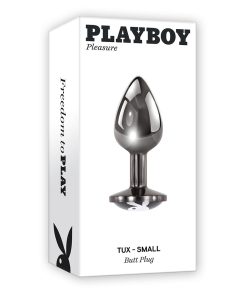 Playboy Tux Small Metal Anal Plug Hematite
