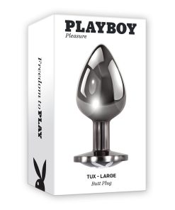 Playboy Tux Large Metal Anal Plug Hematite