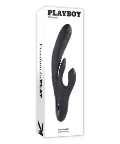 Playboy Rapid Rabbit – Thrusting & Flapping Dual Vibrator (Black, Rechargeable)