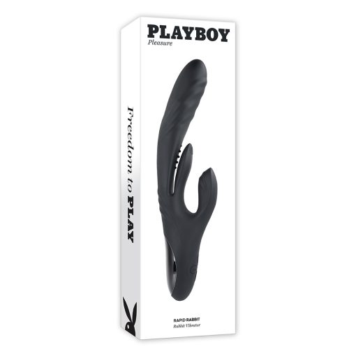Playboy Rapid Rabbit – Thrusting & Flapping Dual Vibrator (Black, Rechargeable)