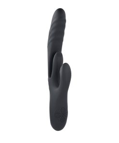 Playboy Rapid Rabbit – Thrusting & Flapping Dual Vibrator (Black, Rechargeable)