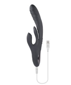 Playboy Rapid Rabbit – Thrusting & Flapping Dual Vibrator (Black, Rechargeable)