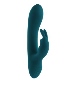 Playboy Lil Rabbit Rechargeable Silicone Dual Stimulation Vibrator Deep Teal