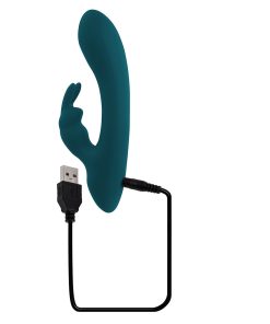 Playboy Lil Rabbit Rechargeable Silicone Dual Stimulation Vibrator Deep Teal