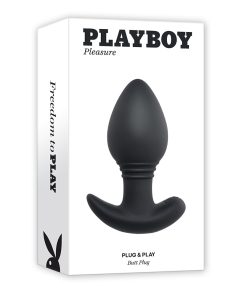 Playboy Plug & Play Rechargeable Remote Controlled Vibrating Silicone Anal Plug Navy