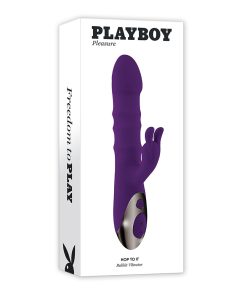 Playboy Hop To It Rechargeable Thrusting Silicone Dual Stimulation Vibrator Acai