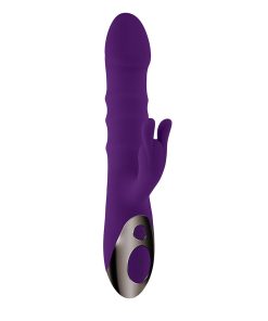Playboy Hop To It Rechargeable Thrusting Silicone Dual Stimulation Vibrator Acai