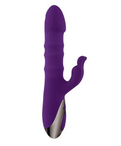 Playboy Hop To It Rechargeable Thrusting Silicone Dual Stimulation Vibrator Acai