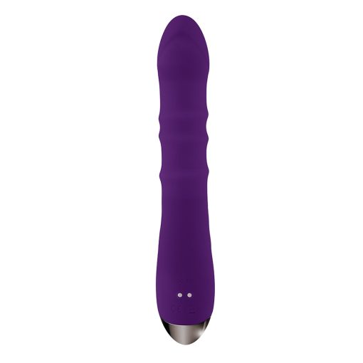Playboy Hop To It Rechargeable Thrusting Silicone Dual Stimulation Vibrator Acai - Image 6
