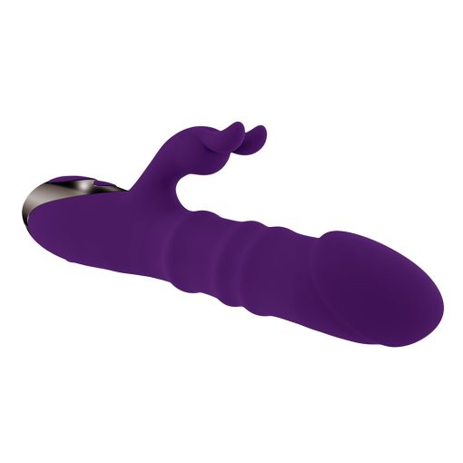 Playboy Hop To It Rechargeable Thrusting Silicone Dual Stimulation Vibrator Acai - Image 7