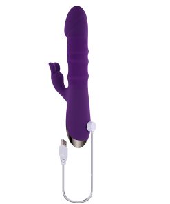 Playboy Hop To It Rechargeable Thrusting Silicone Dual Stimulation Vibrator Acai