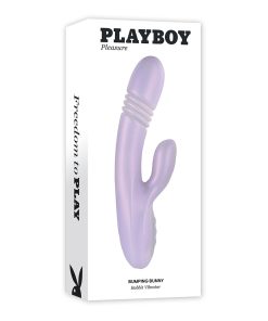 Playboy Bumping Bunny Rechargeable Thrusting Warming Silicone Dual Stimulation Vibrator Opal