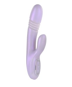 Playboy Bumping Bunny Rechargeable Thrusting Warming Silicone Dual Stimulation Vibrator Opal