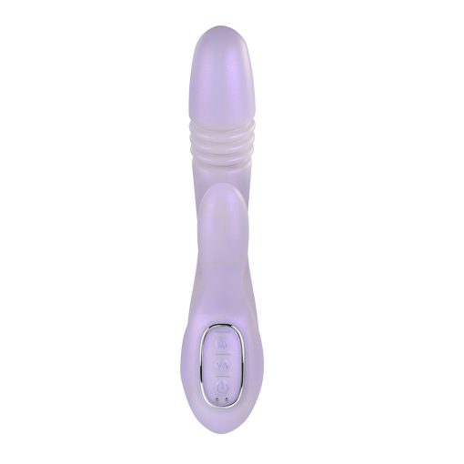 Playboy Bumping Bunny Rechargeable Thrusting Warming Silicone Dual Stimulation Vibrator Opal - Image 5