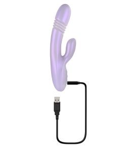 Playboy Bumping Bunny Rechargeable Thrusting Warming Silicone Dual Stimulation Vibrator Opal