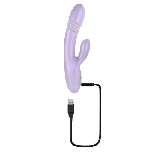 Playboy Bumping Bunny Rechargeable Thrusting Warming Silicone Dual Stimulation Vibrator Opal - Image 7