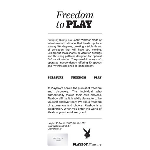 Playboy Bumping Bunny Rechargeable Thrusting Warming Silicone Dual Stimulation Vibrator Opal - Image 8