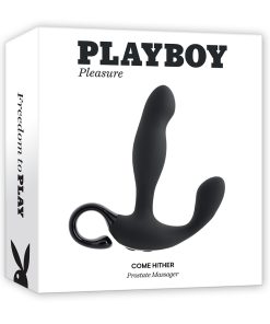 Playboy Come Hither Rechargeable Remote Controlled Silicone Vibrating Prostate Massager Black
