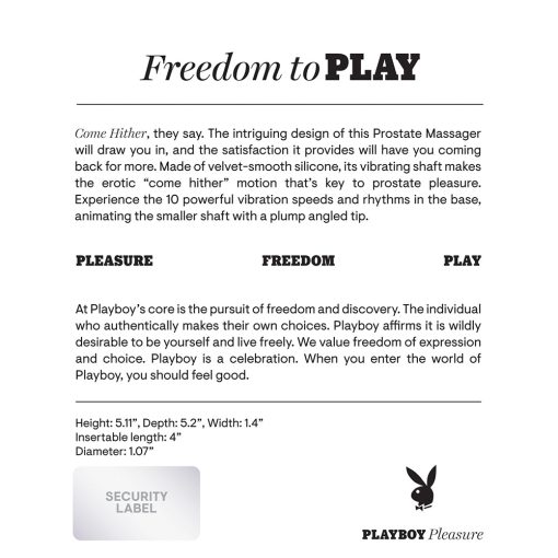 Playboy Come Hither Rechargeable Remote Controlled Silicone Vibrating Prostate Massager Black - Image 8