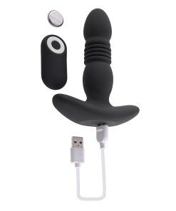 Playboy Trust The Thrust Thrusting Vibrating Anal Plug Black