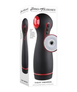 Zero Tolerance Tight Squeeze Rechargeable Vibrating Squeezing Talking Stroker Tpe Black/Red