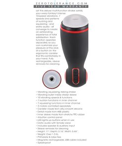 Zero Tolerance Tight Squeeze Rechargeable Vibrating Squeezing Talking Stroker Tpe Black/Red