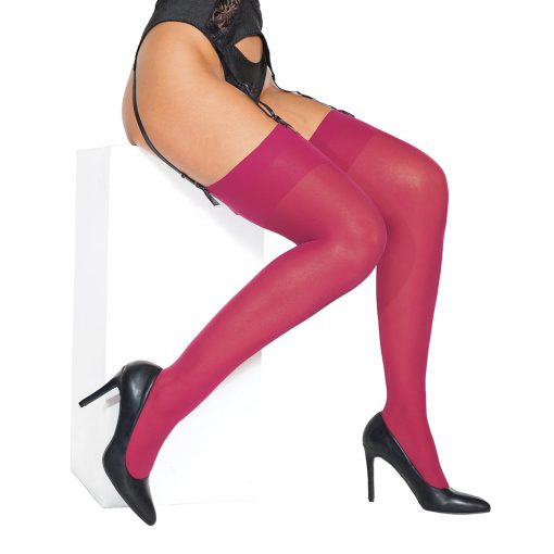 Coquette Sheer Stockings Raspberry O/S - Image 3
