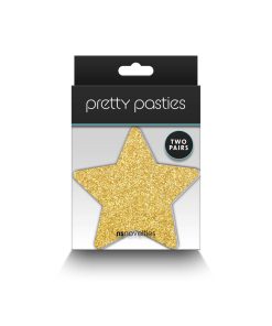 Pretty Pasties Glitter Stars Black/Gold 2 Pair