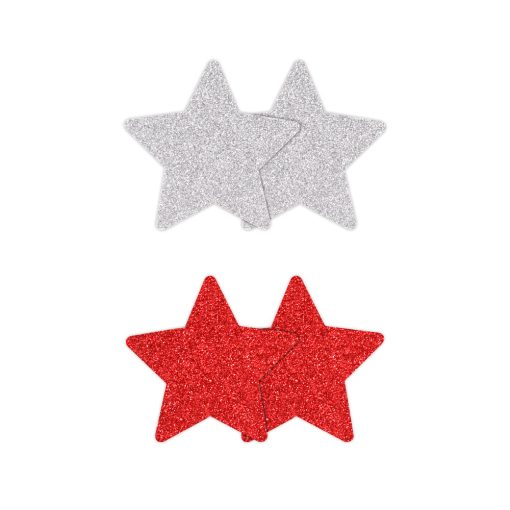 Pretty Pasties Glitter Stars Red/Silver 2 Pair - Image 2