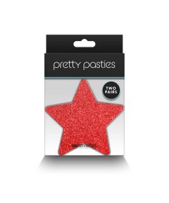 Pretty Pasties Glitter Stars Red/Silver 2 Pair