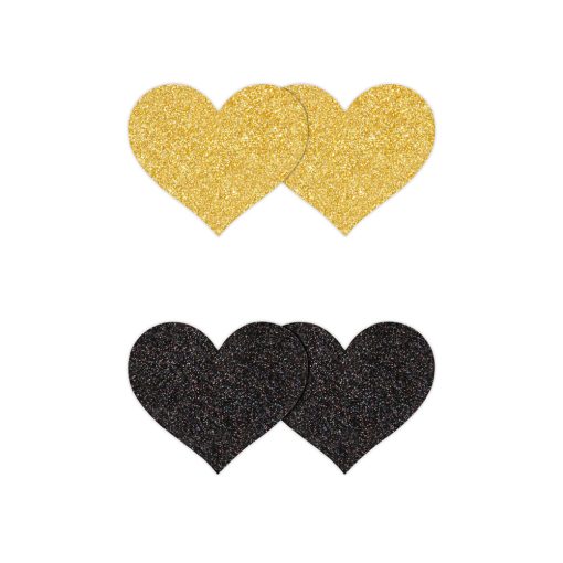 Pretty Pasties Glitter Hearts Black/Gold 2 Pair - Image 2