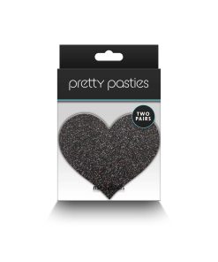 Pretty Pasties Glitter Hearts Black/Gold 2 Pair
