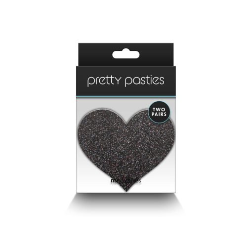Pretty Pasties Glitter Hearts Black/Gold 2 Pair - Image 3
