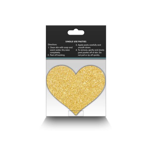 Pretty Pasties Glitter Hearts Black/Gold 2 Pair - Image 4
